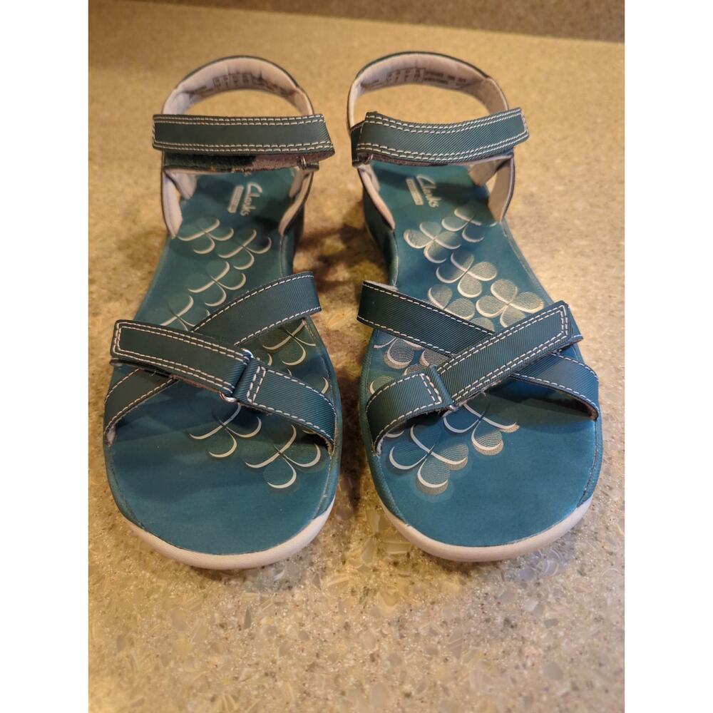 Clarks Adjustable Sport Sandals Tresca Trace Multi Strap Teal Women's Size 6 - Picture 3 of 7